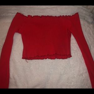 Red off the shoulders crop top